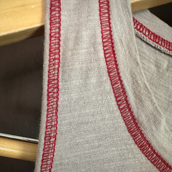 NATURAL LIFE | Slub Cotton Taupe Jersey Swing Dress with red details | Sz Small - Picture 3 of 5